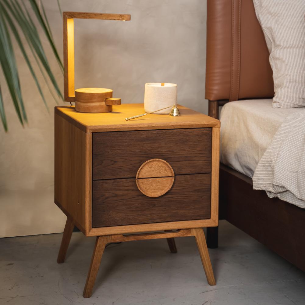 Turkish Pin Nightstand, Solid Oak Wood For Sale