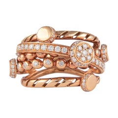 Pin Patterned Diamond and 18 Karat Rose Gold Cocktail Ring