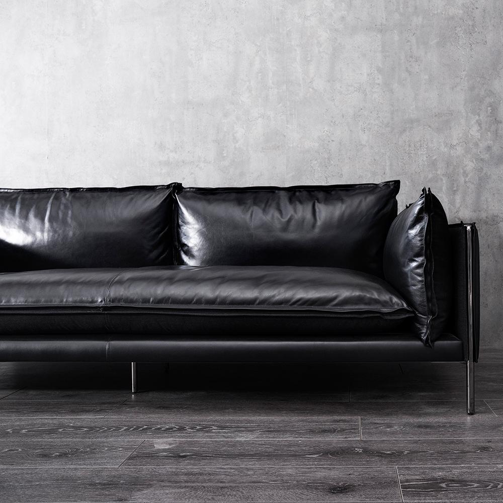two tone leather couch