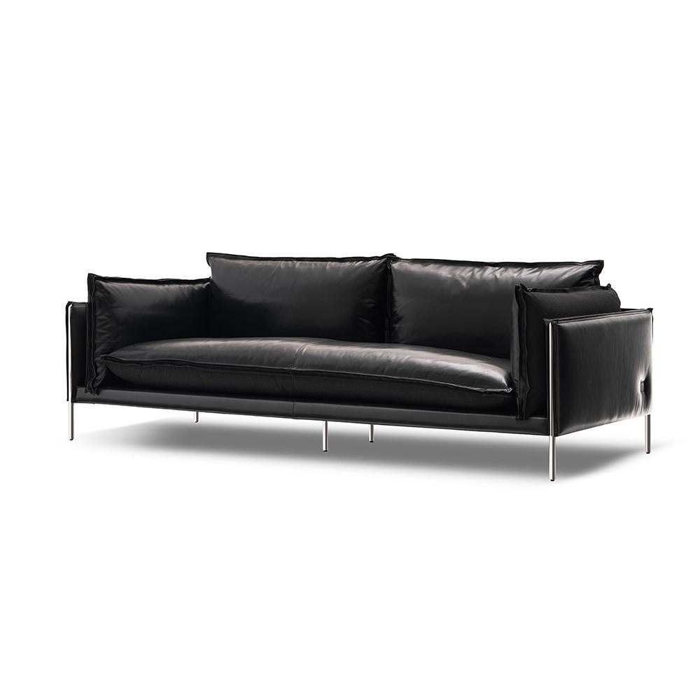 Asian Pin Reversible Two-Toned Leather Sofa For Sale