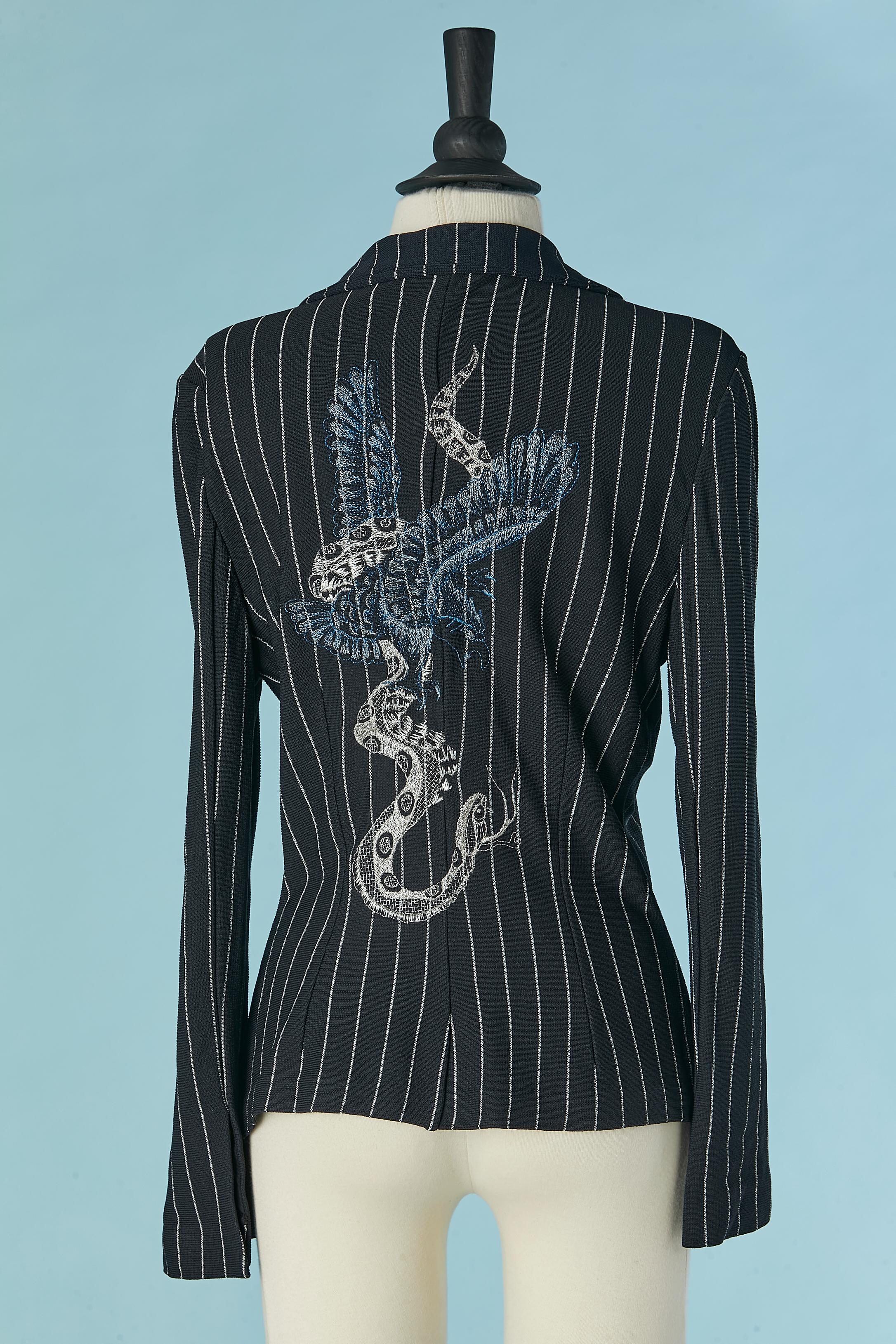 Donna Giacca monopetto a righe gessate con ricami in lurex Roberto Cavalli CLASSE in vendita