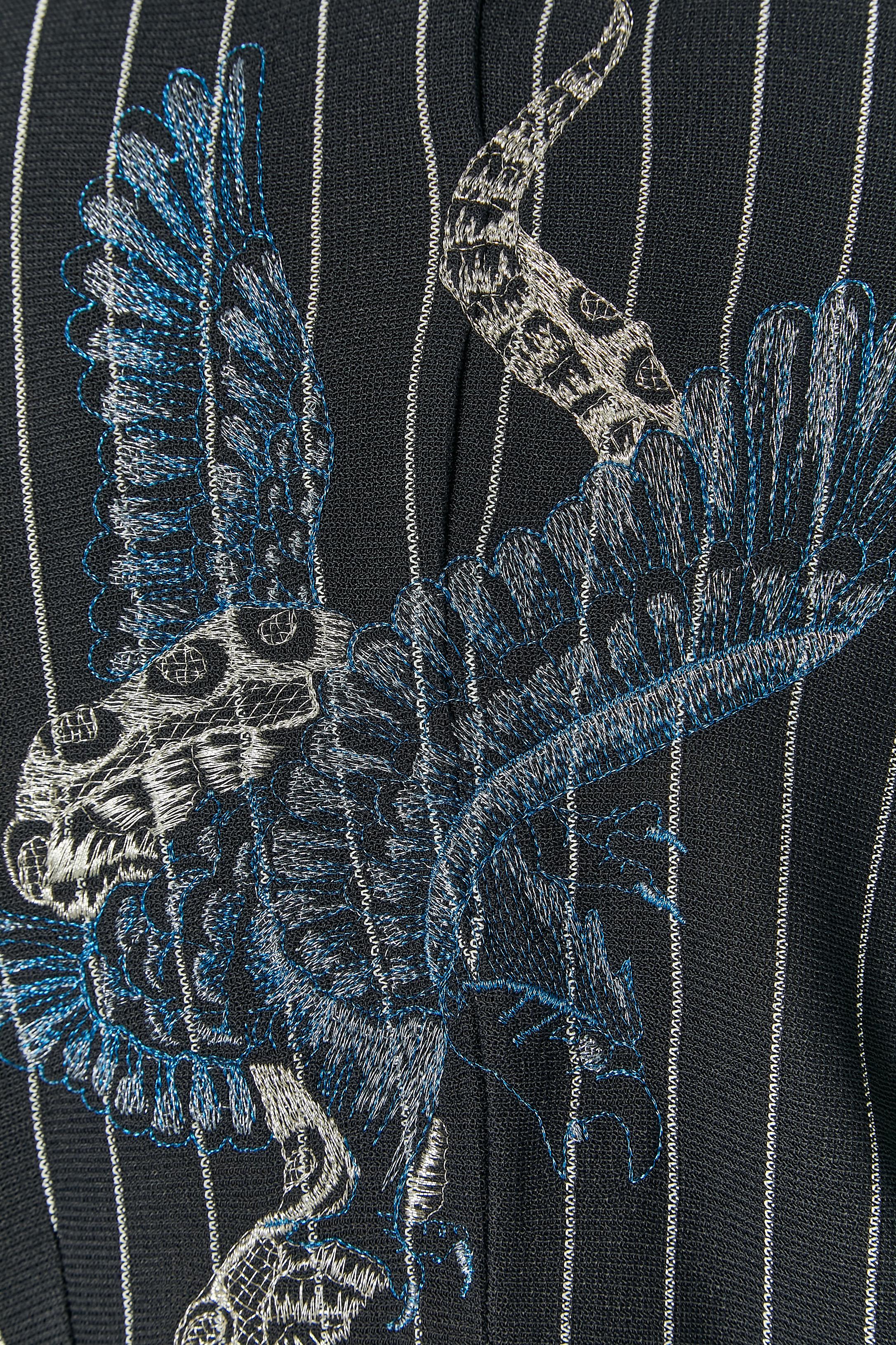 Giacca monopetto a righe gessate con ricami in lurex Roberto Cavalli CLASSE in vendita 1