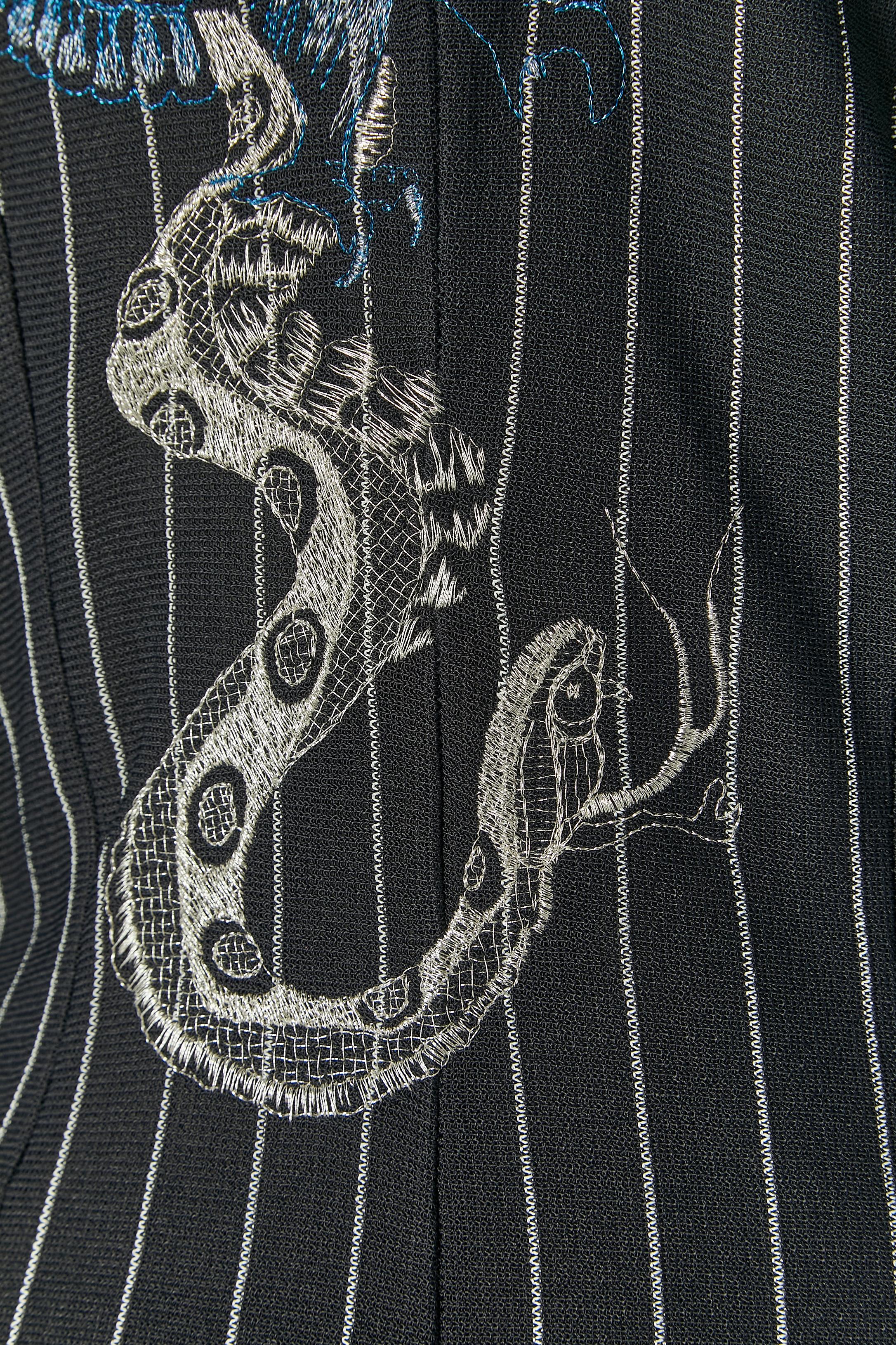Giacca monopetto a righe gessate con ricami in lurex Roberto Cavalli CLASSE in vendita 2