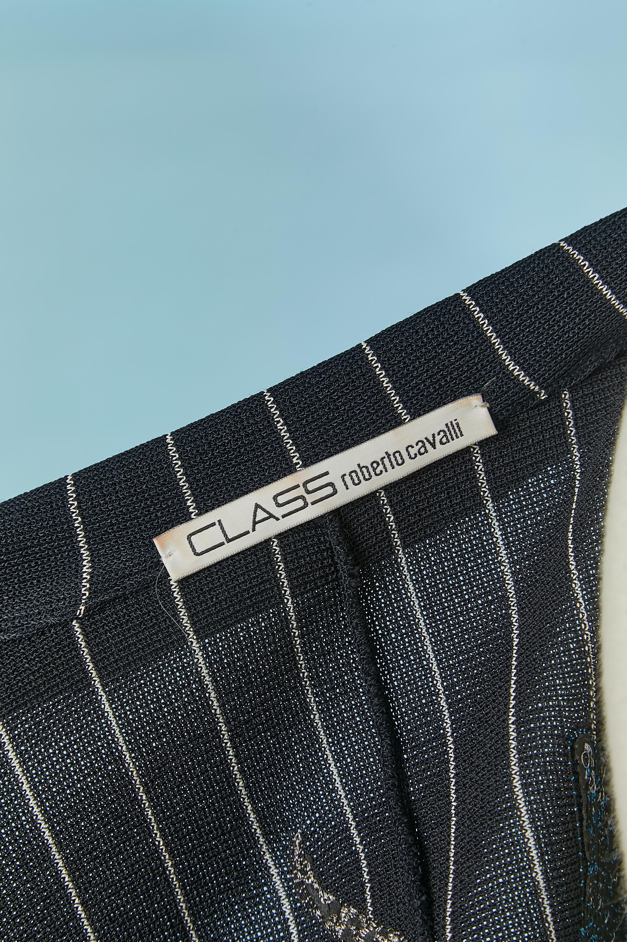 Giacca monopetto a righe gessate con ricami in lurex Roberto Cavalli CLASSE in vendita 3