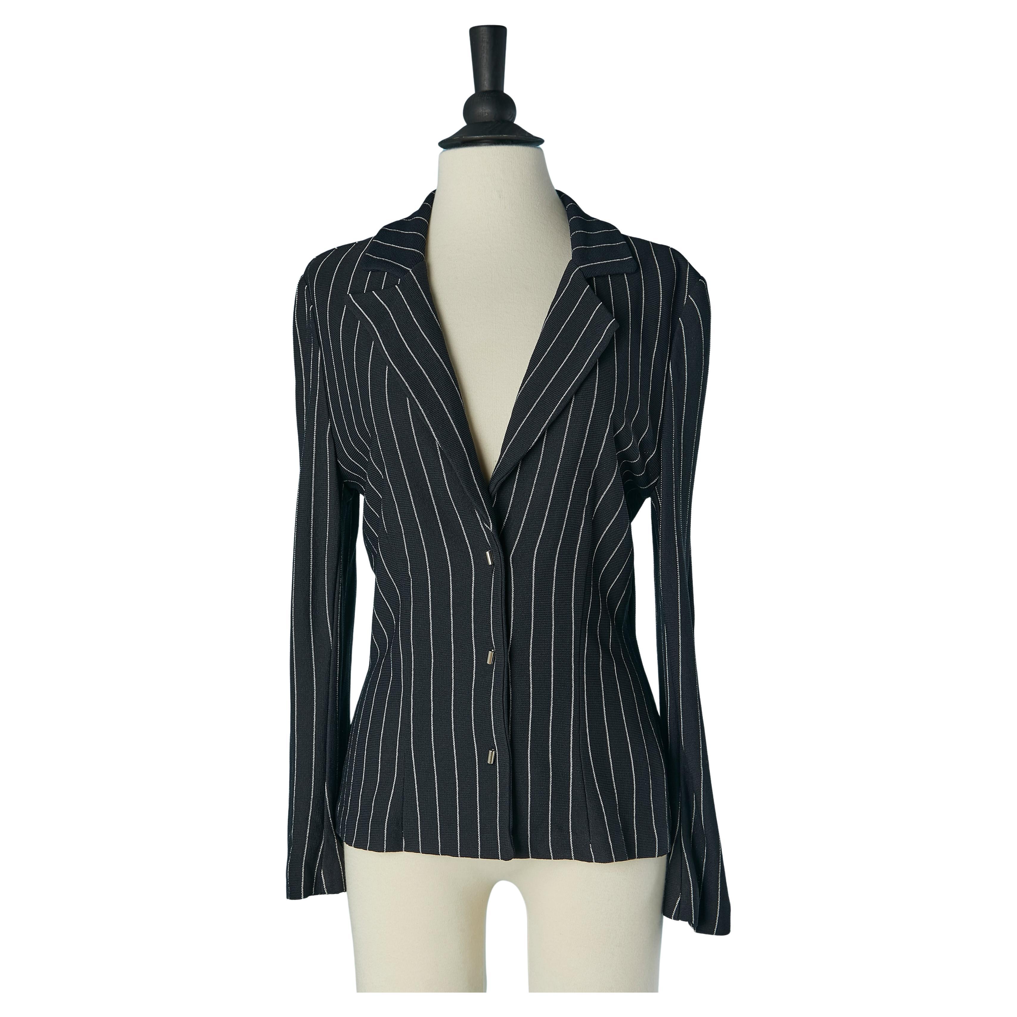 Giacca monopetto a righe gessate con ricami in lurex Roberto Cavalli CLASSE