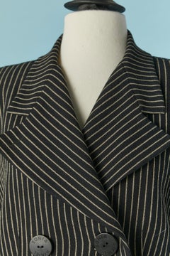Pin-striped wool skirt suit with double breasted jacket Sonia Rykiel