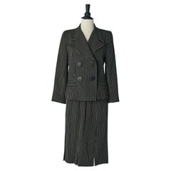 Costume jupe à rayures épinglées et veste à double boutonnage Sonia Rykiel