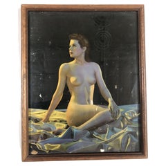 Pin Up Nude Woman Lithograph by Signed C Moss, C 1942
