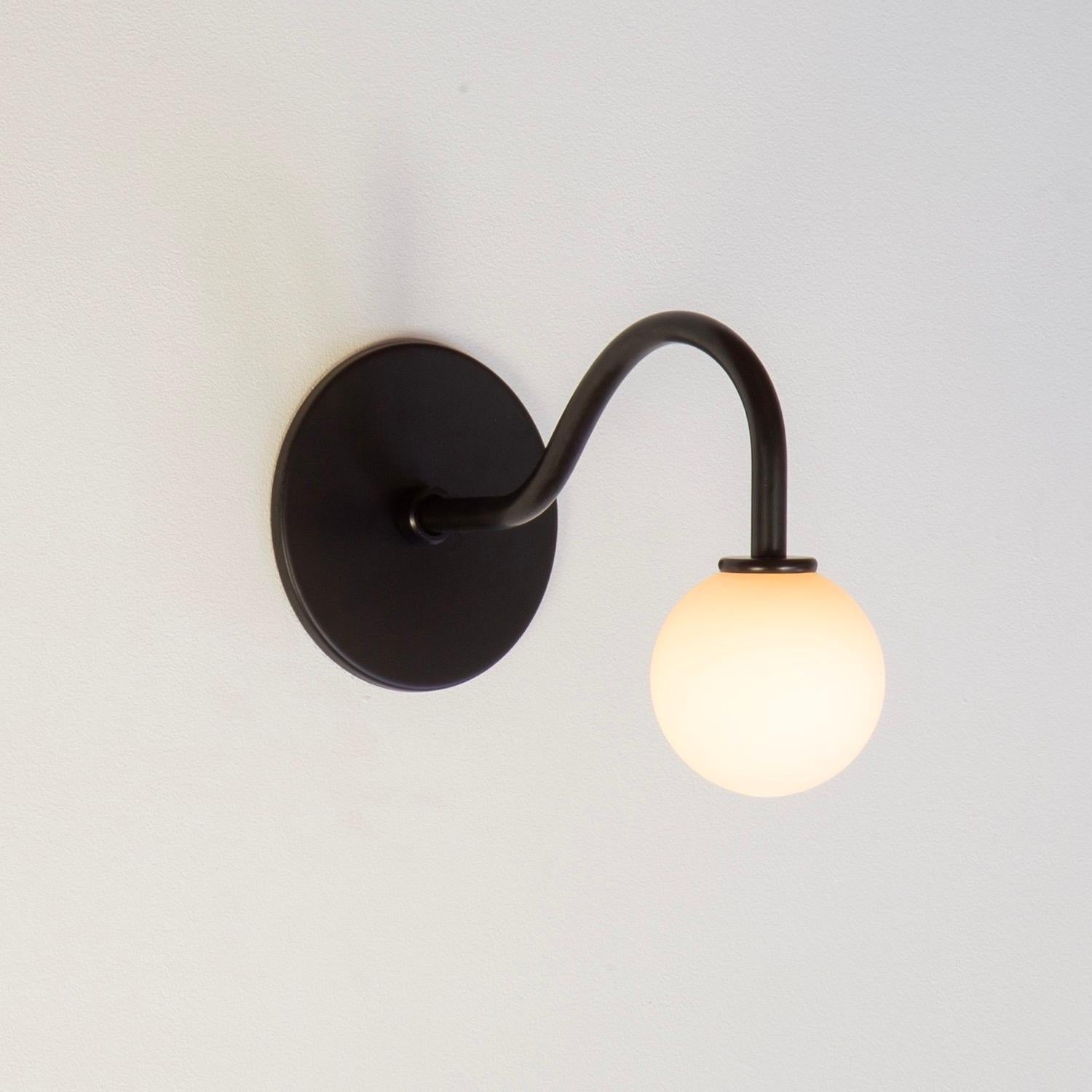Modern Pin Up Wall Sconce by Research.Lighting, Black, 3in Glass, In Stock For Sale