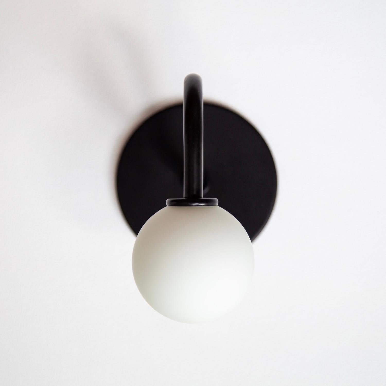 Pin Up Wall Sconce by Research.Lighting, Black, 3in Glass, In Stock In New Condition For Sale In Brooklyn, NY