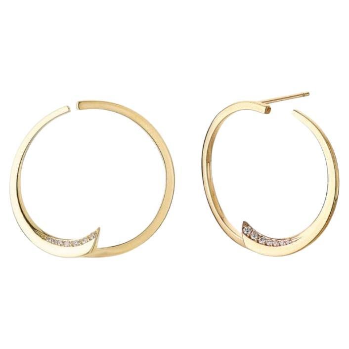 PIN WHEEL HOOP EARRINGS (Large) – Diamond & 18K Gold For Sale