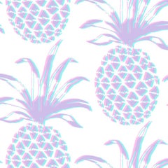 Piña Designer Wallpaper in Sunset 'Pink, Purple and Turquoise'