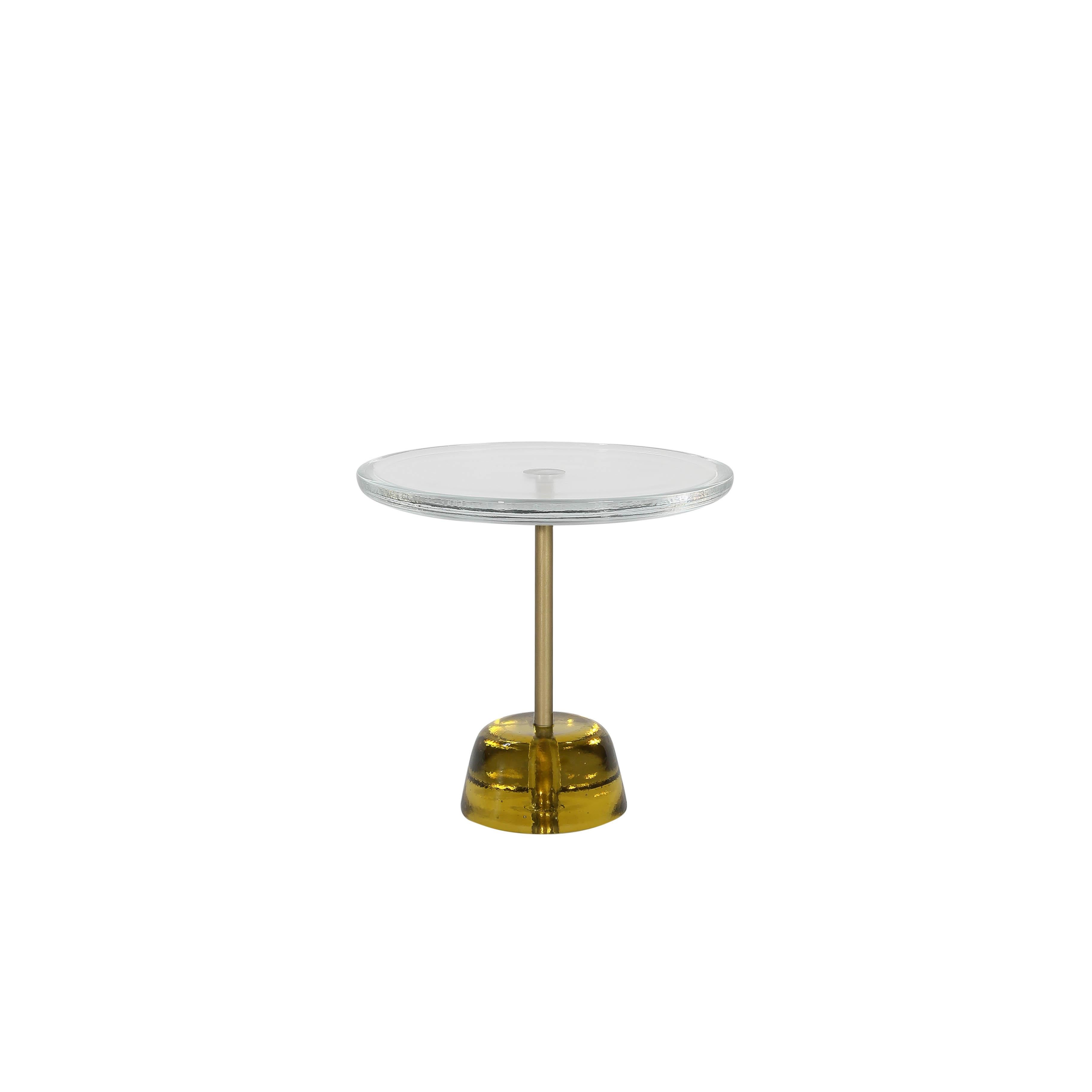 German Pina Low Corn Yellow Brass Side Table by Pulpo