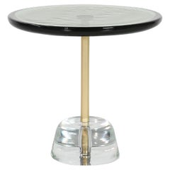 Pina Low Green Brass Transparent Side Table by Pulpo