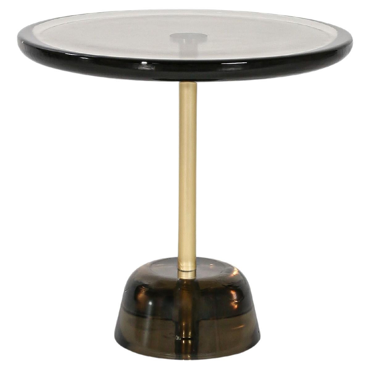 Pina Low Light Grey Brass Side Table by Pulpo