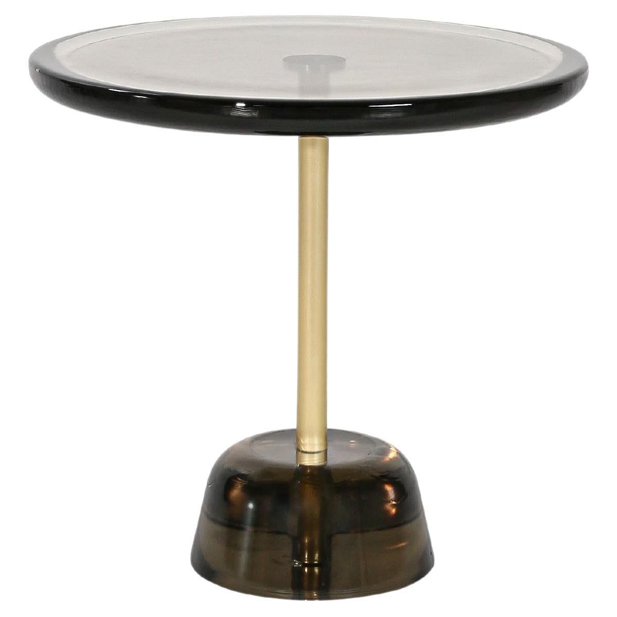 Pina Low Light Grey Brass Side Table by Pulpo For Sale