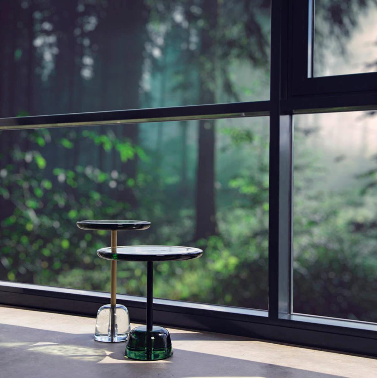 Post-Modern Pina Low Side Table in Glass & Steel, Green/Black, by Sebastian Herkner for Pulpo
