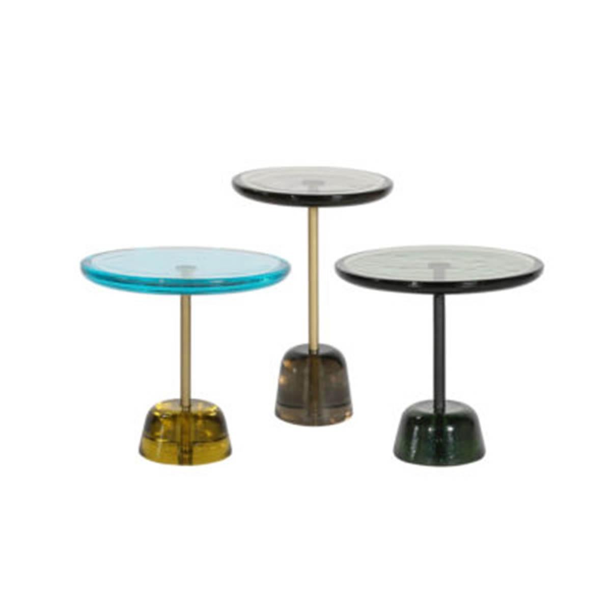 German Pina Low Side Table in Glass & Steel, Green/Black, by Sebastian Herkner for Pulpo