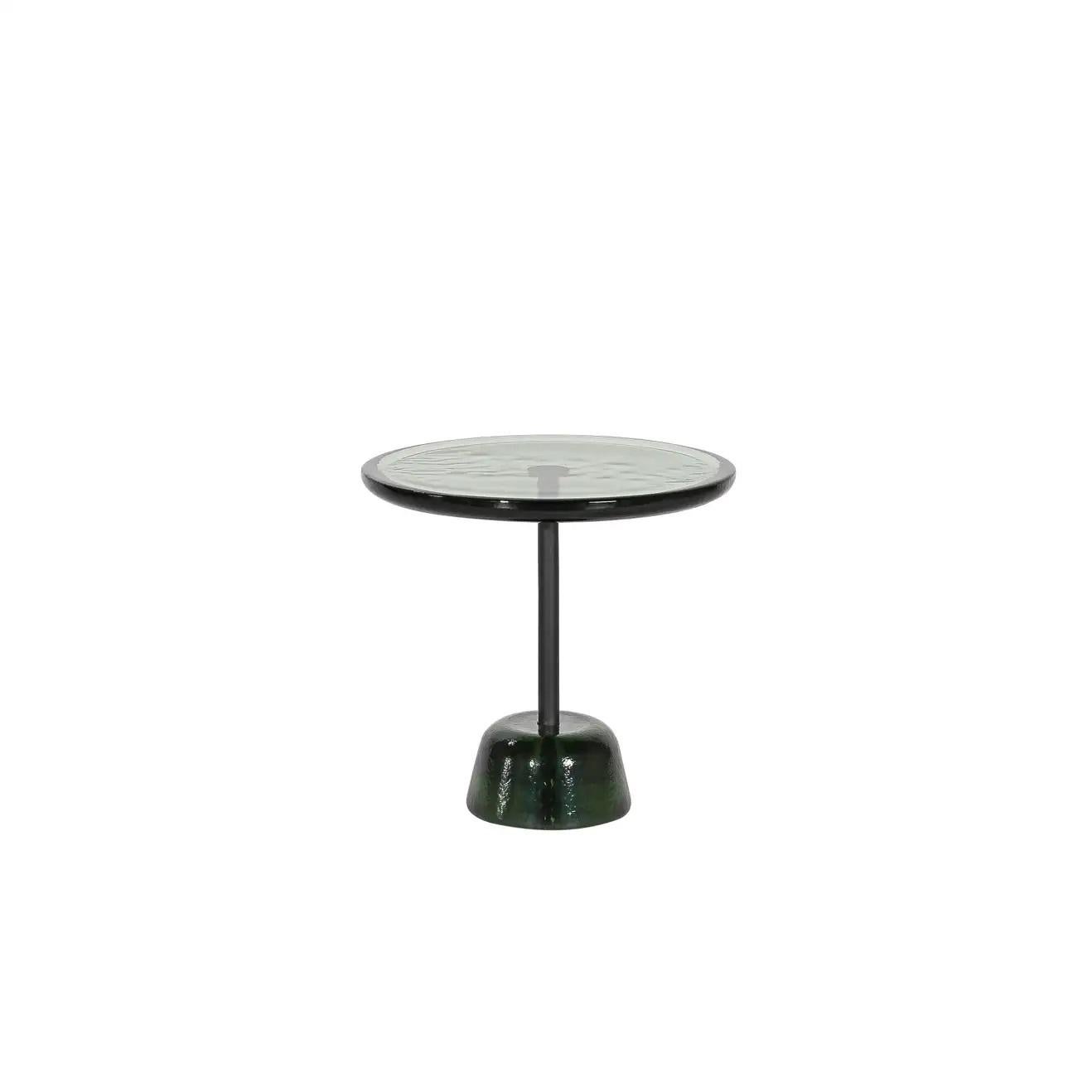 Brass Pina Low Side Table in Glass & Steel, Green/Black, by Sebastian Herkner for Pulpo