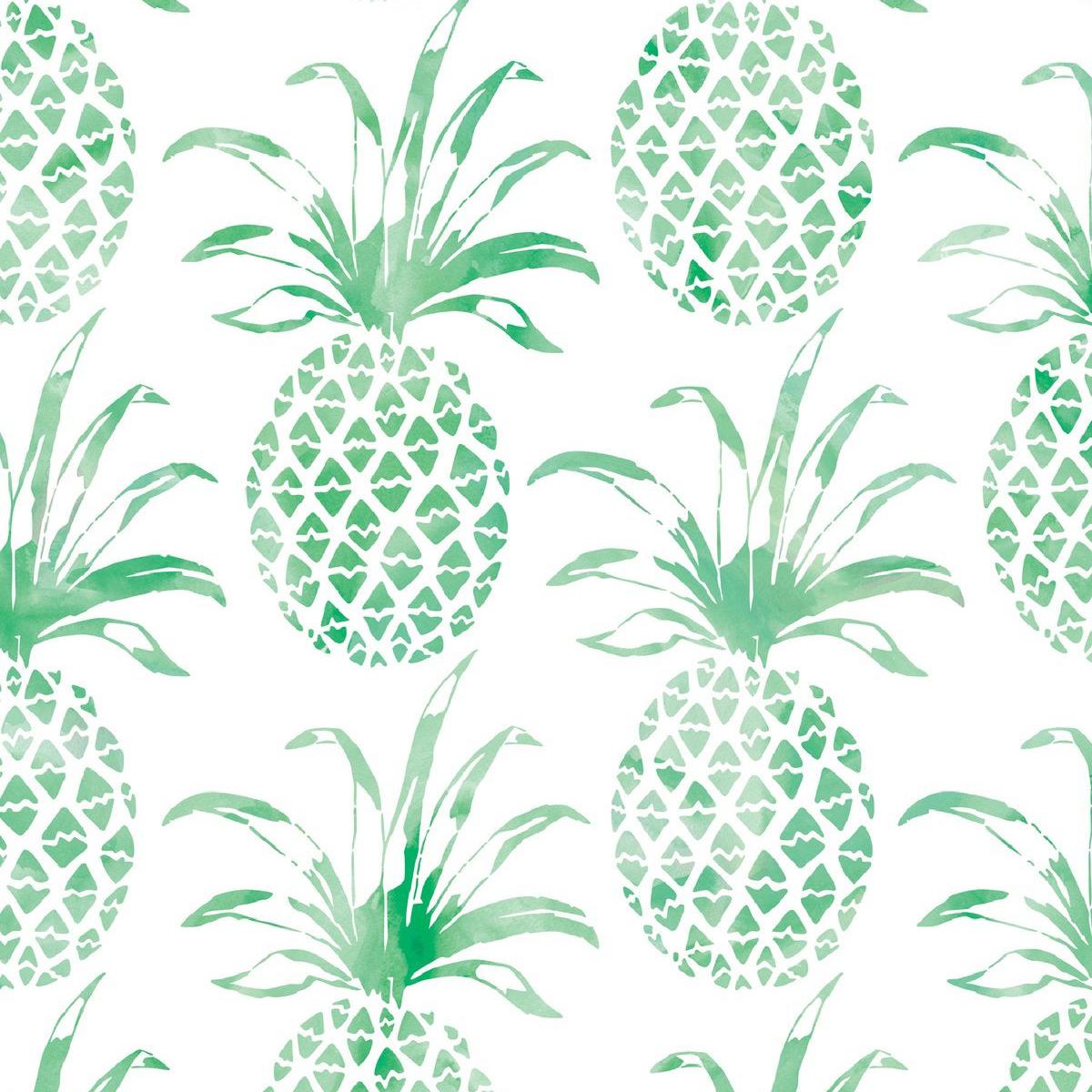 Papier peint de designer Piña Pintada en vert et blanc éclectique