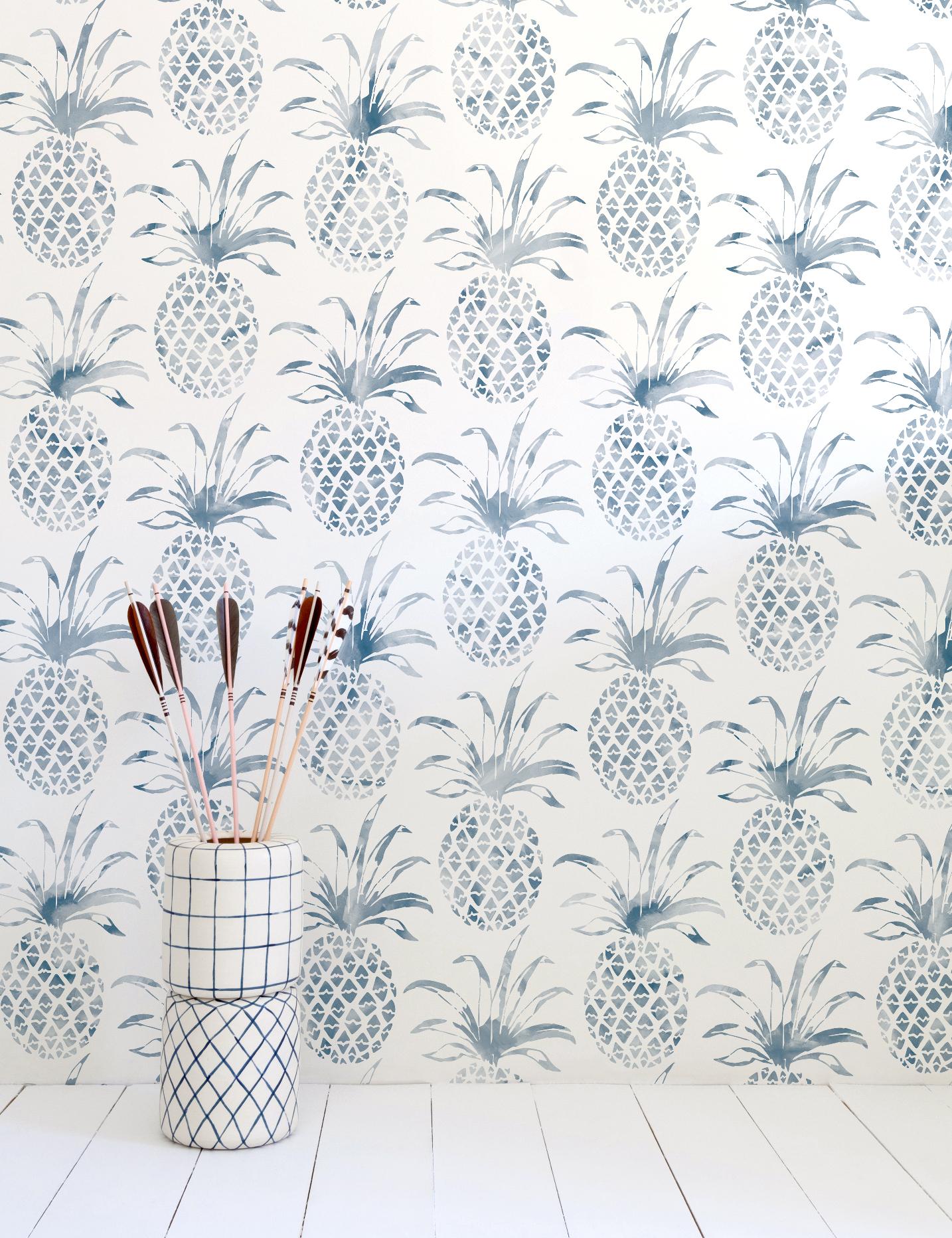 The tropical feeling of Piña Pintada wallpaper is sure to remind you of the islands, all year long.

Samples are available for $18 including US shipping, please message us to purchase.

Printing: Digital pigment print (minimum order of 4 rolls).