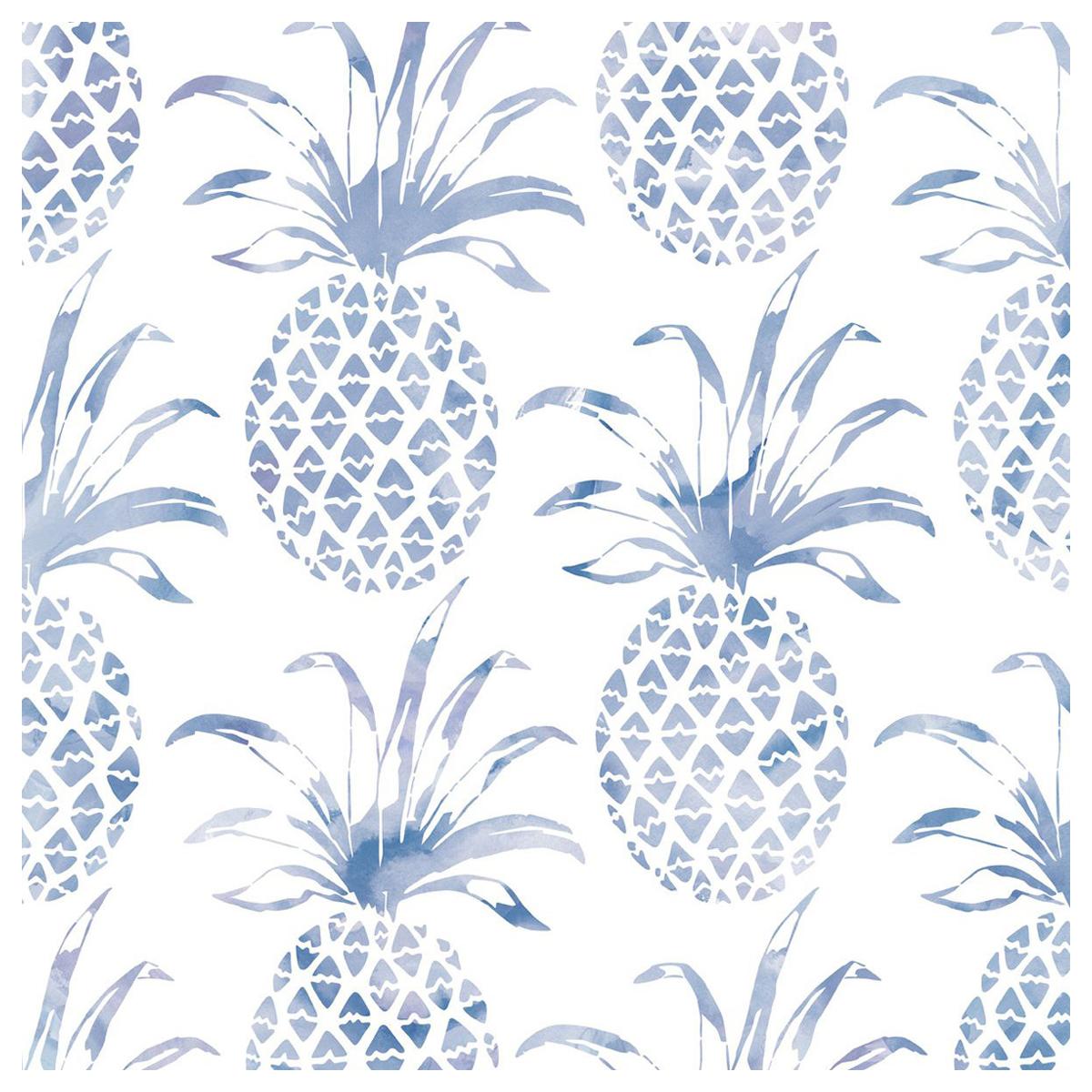 Piña Pintada Designer Wallpaper in Tang 'Navy Blue and White'