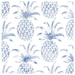 Papier peint de designer Piña Pintada en Tang 'Navy Blue and White' (bleu marine et blanc)