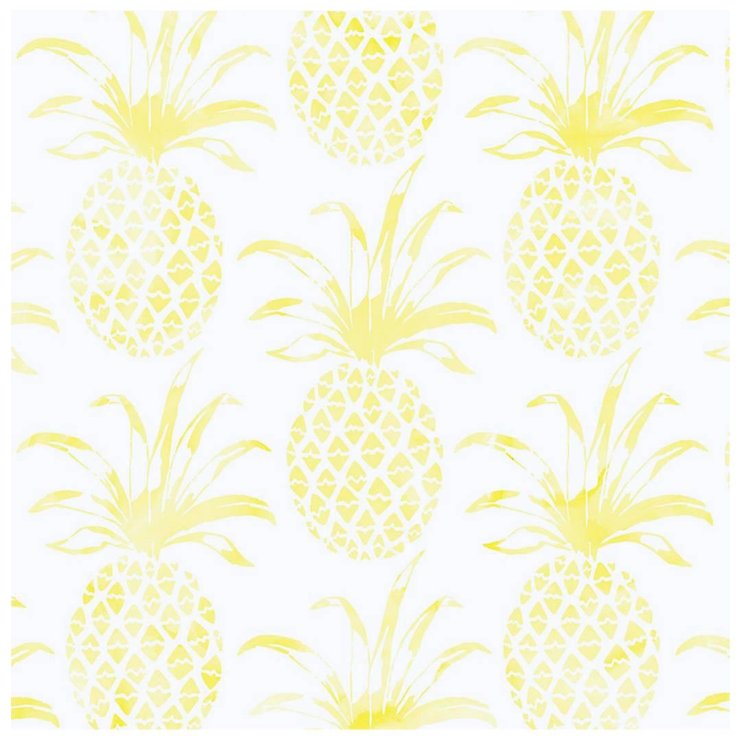 Piña Pintada Designer Wallpaper in Lemongrass 'Yellow and White' For Sale