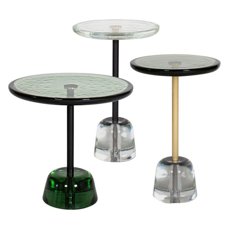 Pina Side Table, European, Minimalist, Green, Brass Base, German, Table