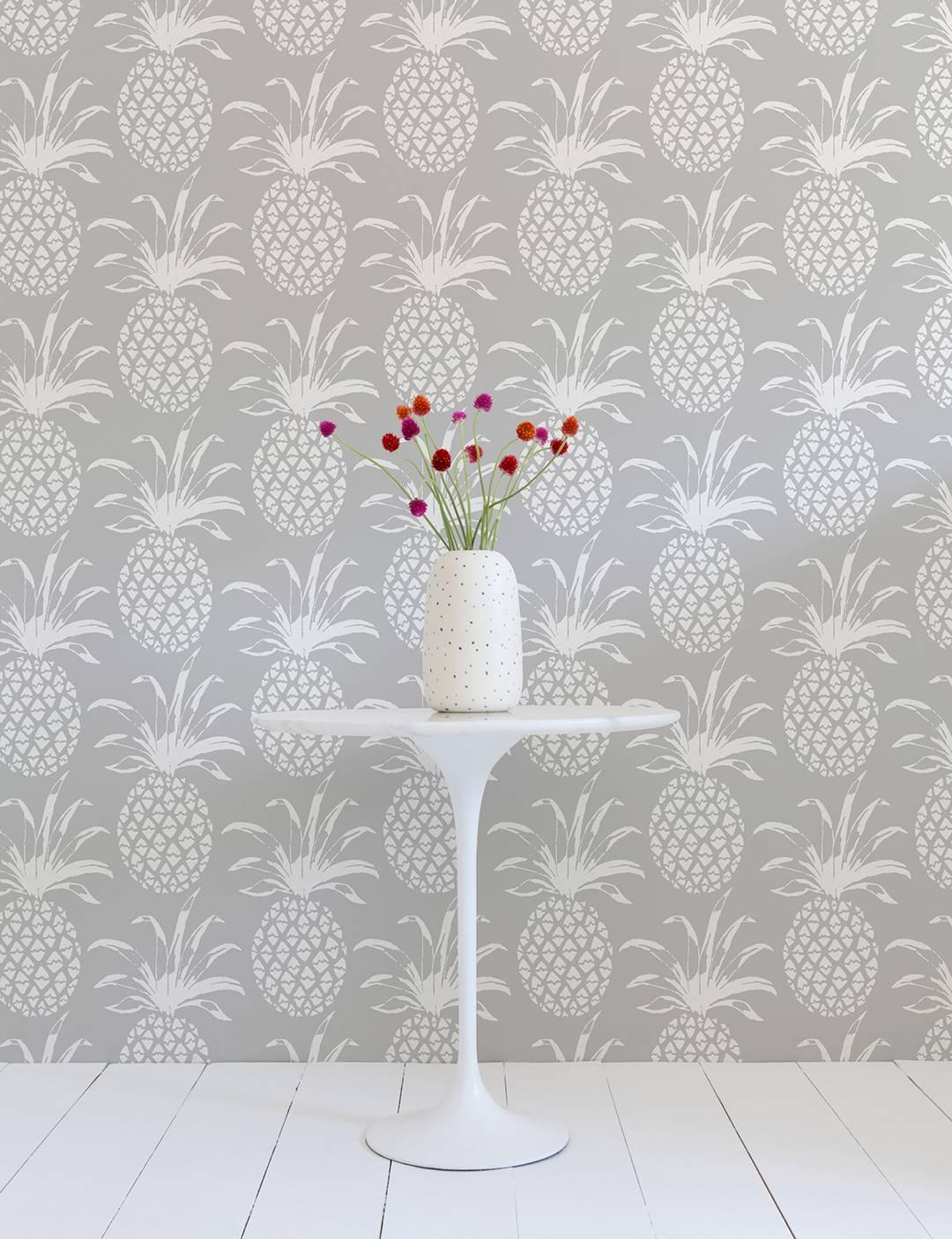 There's no better way to say welcome than with our pineapple wallpaper!
 
Samples are available for $18 including US shipping, please message us to purchase.  

Printing: Digital pigment print (minimum order of 4 rolls).
Material: FSC-certified
