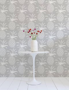 Piña Sola Designer Wallpaper in Heather 'White and Grey'