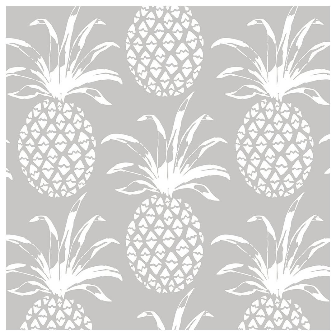 Piña Sola Designer Wallpaper in Heather 'White and Grey' For Sale