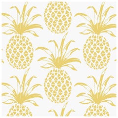 Piña Sola Designer Wallpaper in Lemon 'Yellow and White'