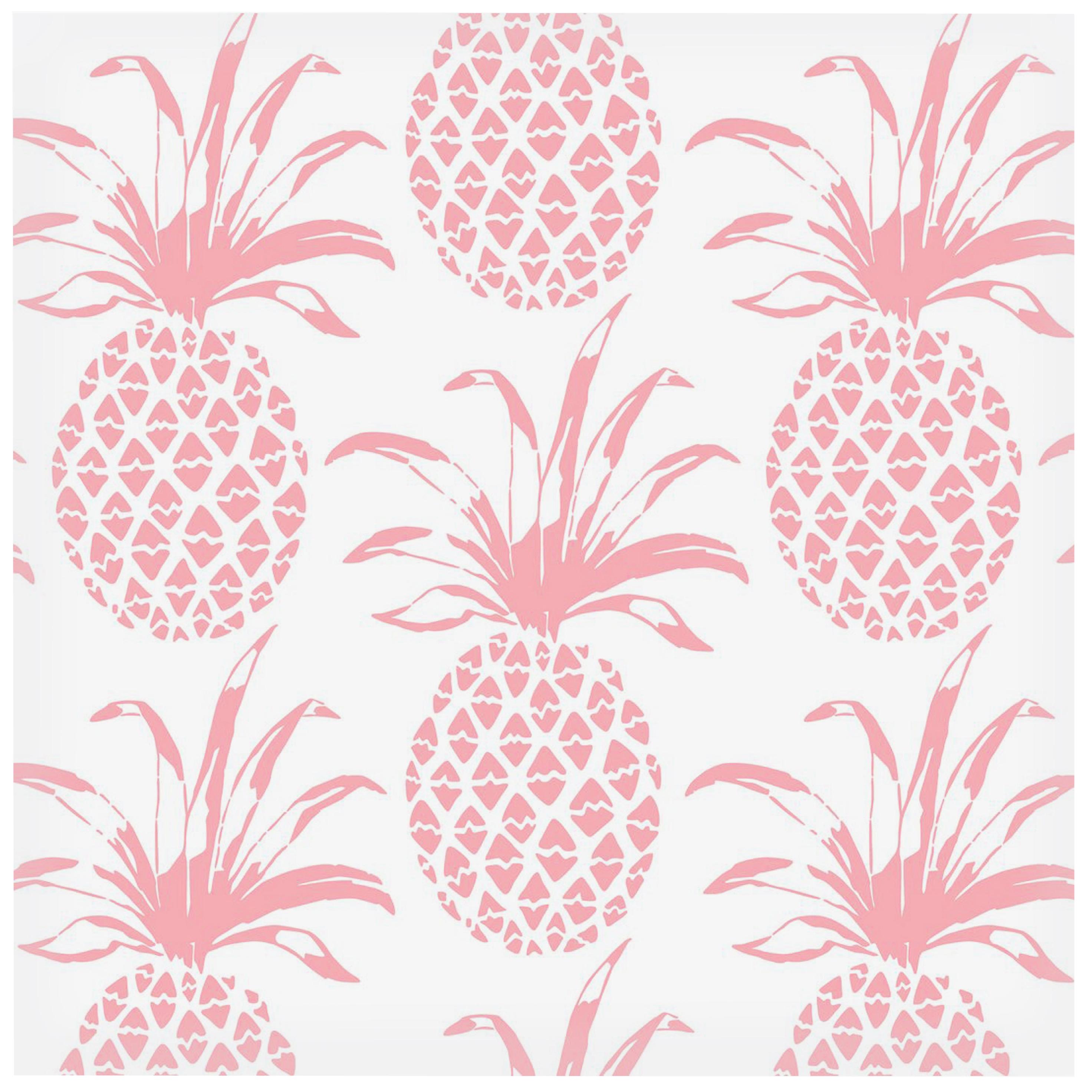 Piña Sola Designer Wallpaper in Rosa 'Peachy-Pink and White' For Sale