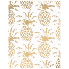 Piña Sola Designer Wallpaper in Sphinx 'Metallic Gold on White'