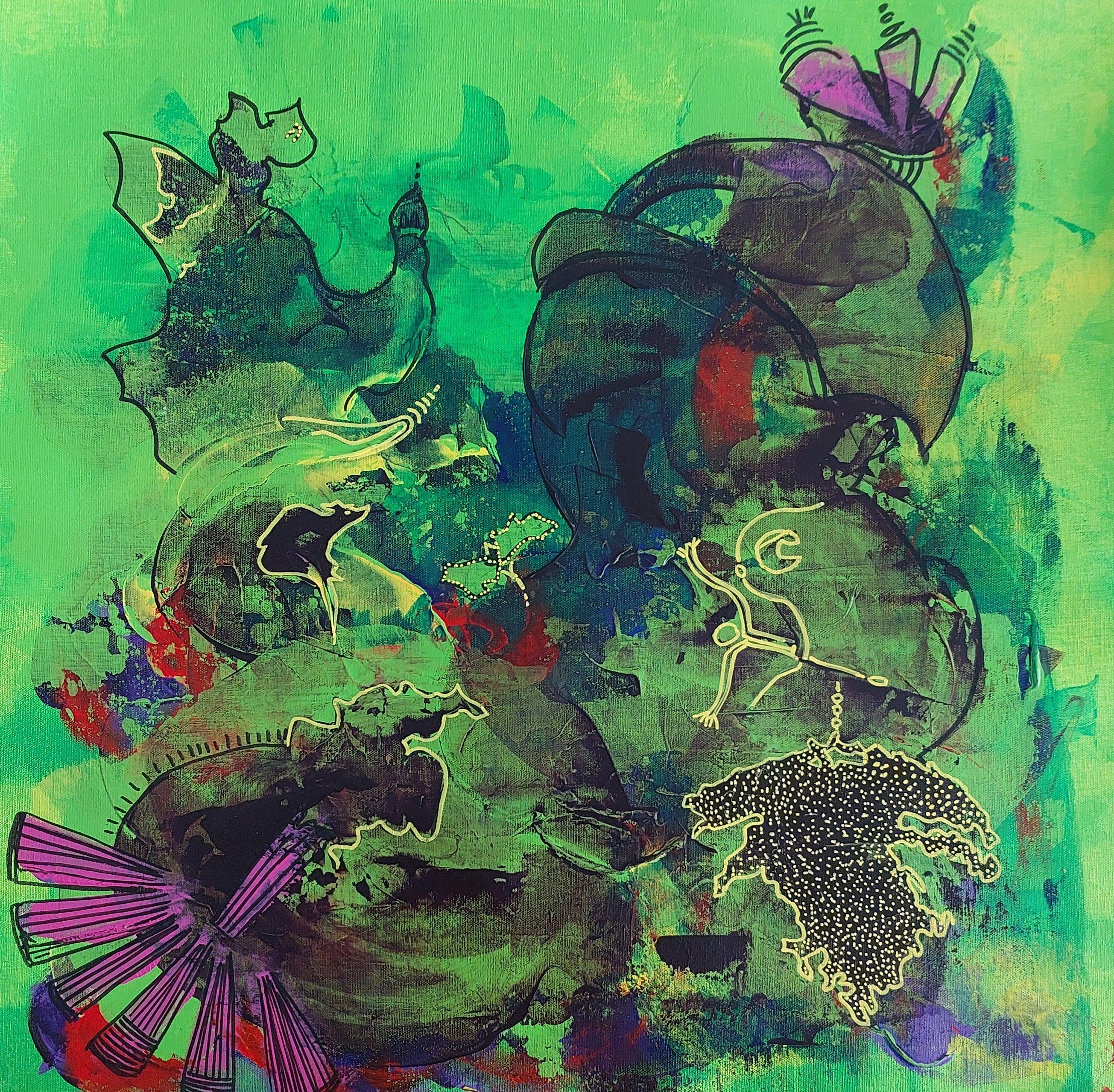 Abstract Painting de Pinar Akbaba - Abstracto #40, Pintura, Acrílico sobre lienzo