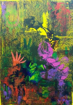 Abstrakte abstrakte Malerei, Acryl auf Papier