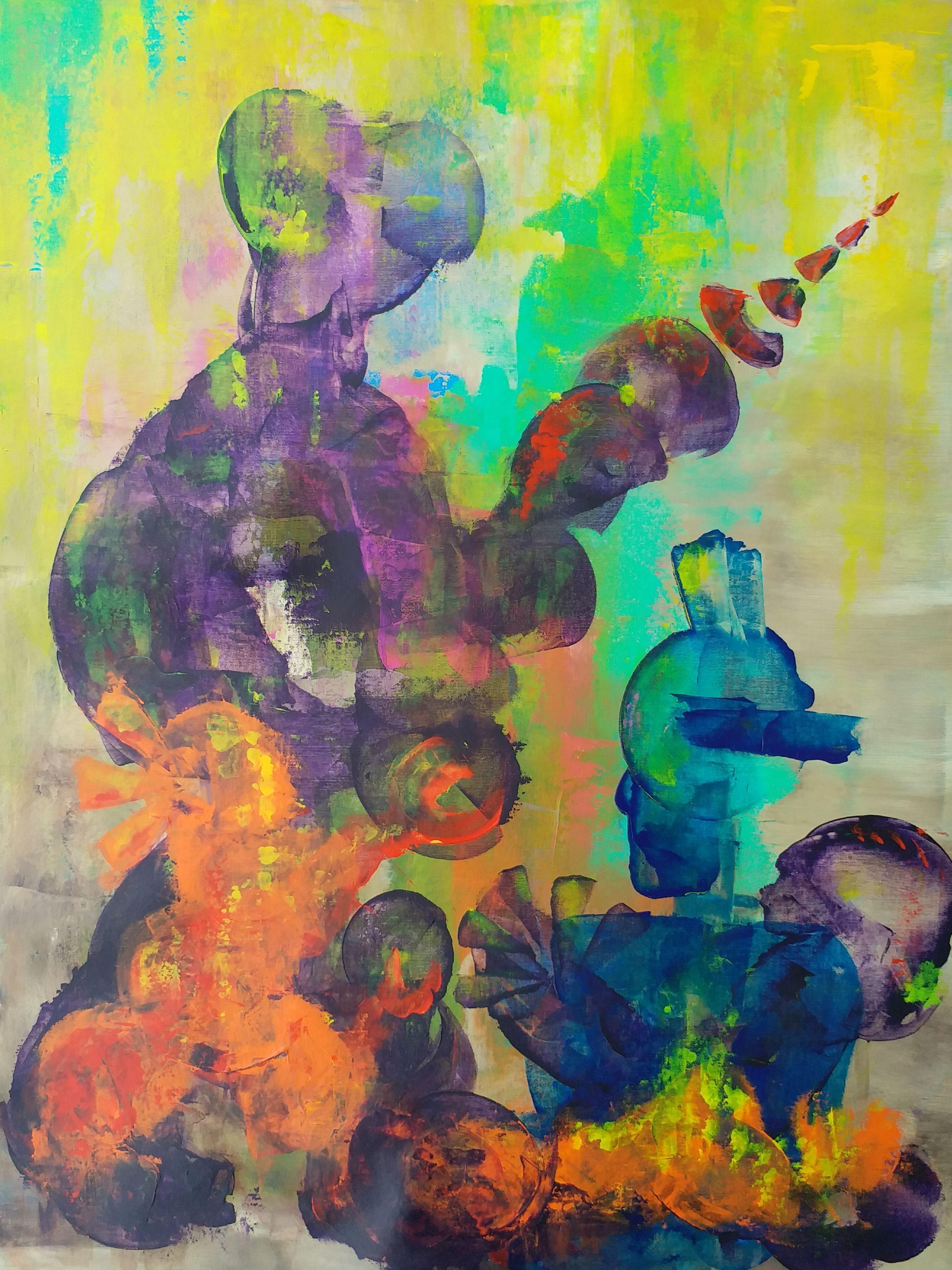 Pinar Akbaba Abstract Painting - Dudes, Painting, Acrylic on Canvas