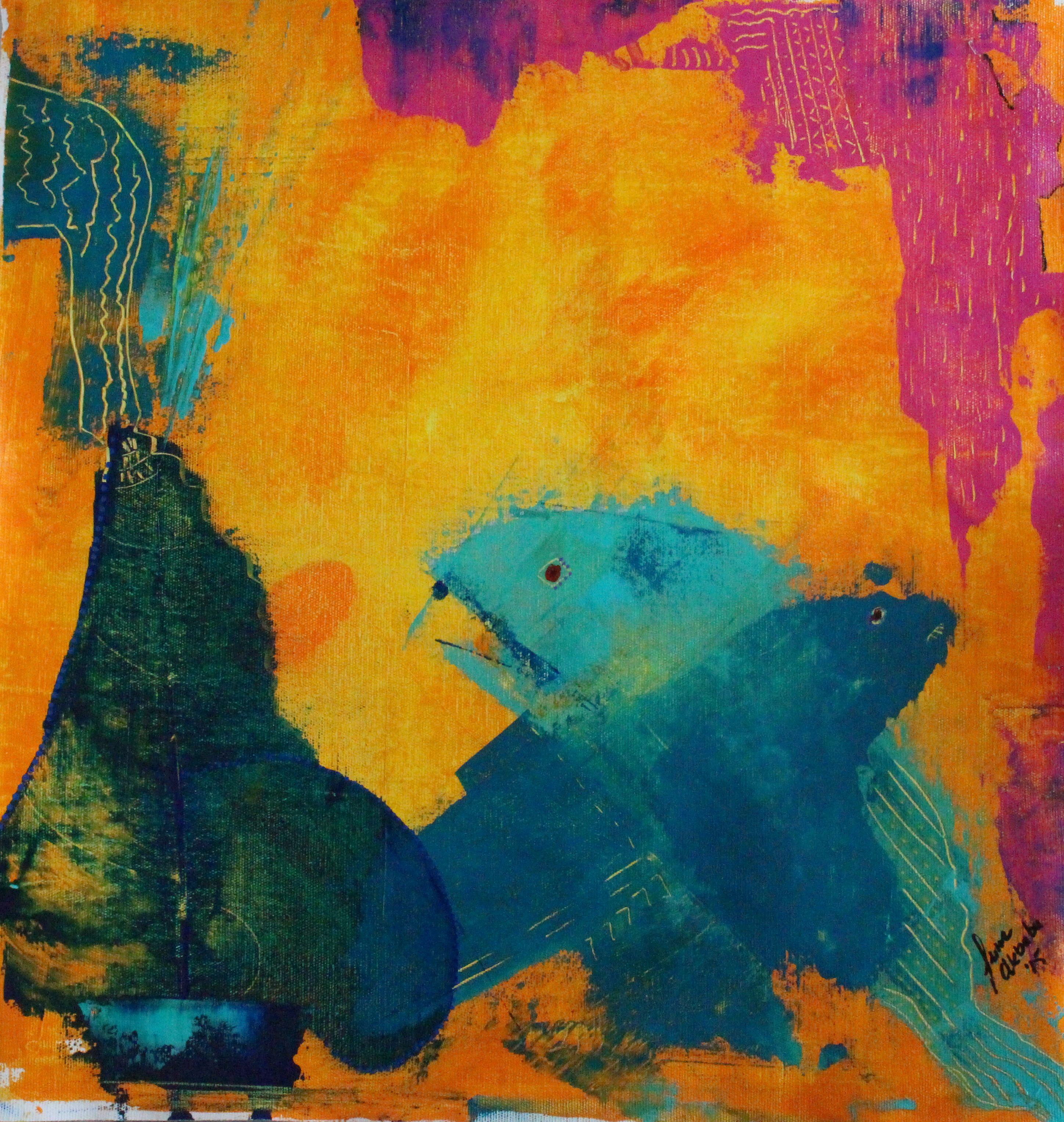 La pêche, la peinture, l'acrylique sur toile - Painting de Pinar Akbaba