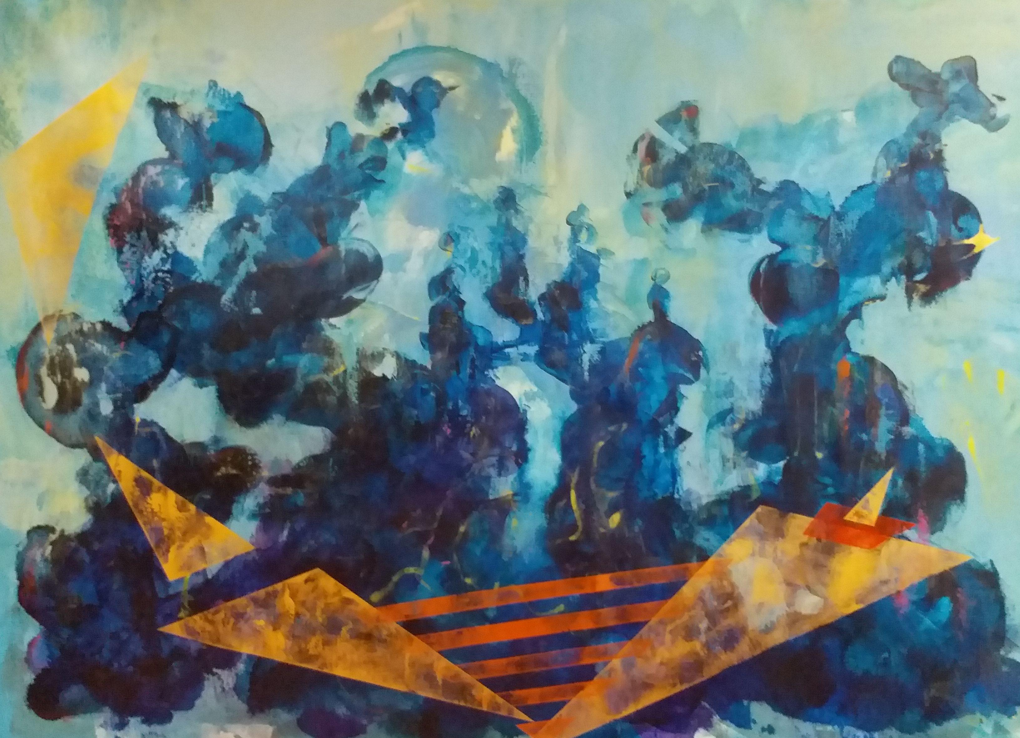 Pinar Akbaba Abstract Painting - Free Like a Bird, Painting, Acrylic on Canvas