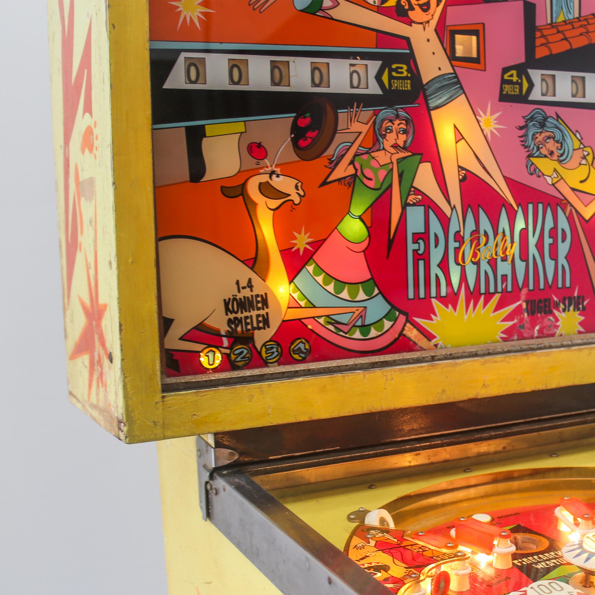 Mid Century Modern German Pinball Machine “Firecracker” Art by Jerry Kelly, 1971 1