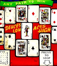 Pinball Playing Cards Backglass Framed as Found Art