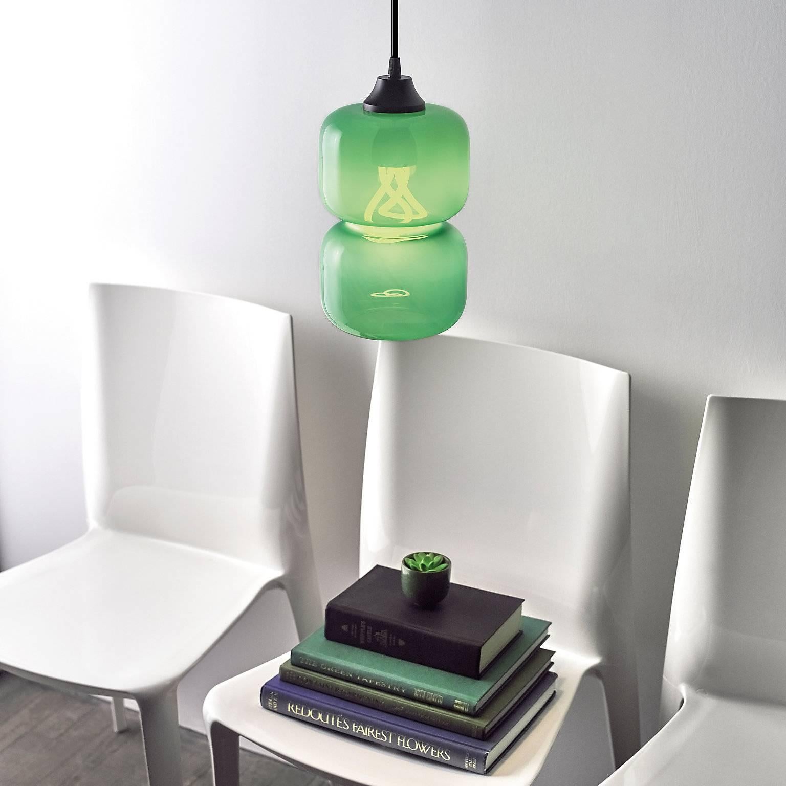 Pinch Chroma Storm Handblown Modern Glass Pendant Light, Made in the USA In New Condition In Beacon, NY