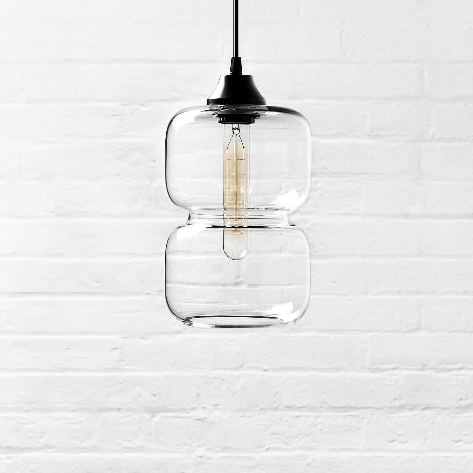 American Pinch Prisma Crystal Handblown Modern Glass Pendant Light, Made in the USA For Sale