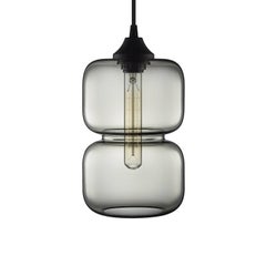 Lampe à suspension moderne en verre soufflé à la main Pinch Prisma Gray, fabriquée aux États-Unis