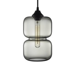 Pinch Prisma Gray Handblown Modern Glass Pendant Light, Made in the USA