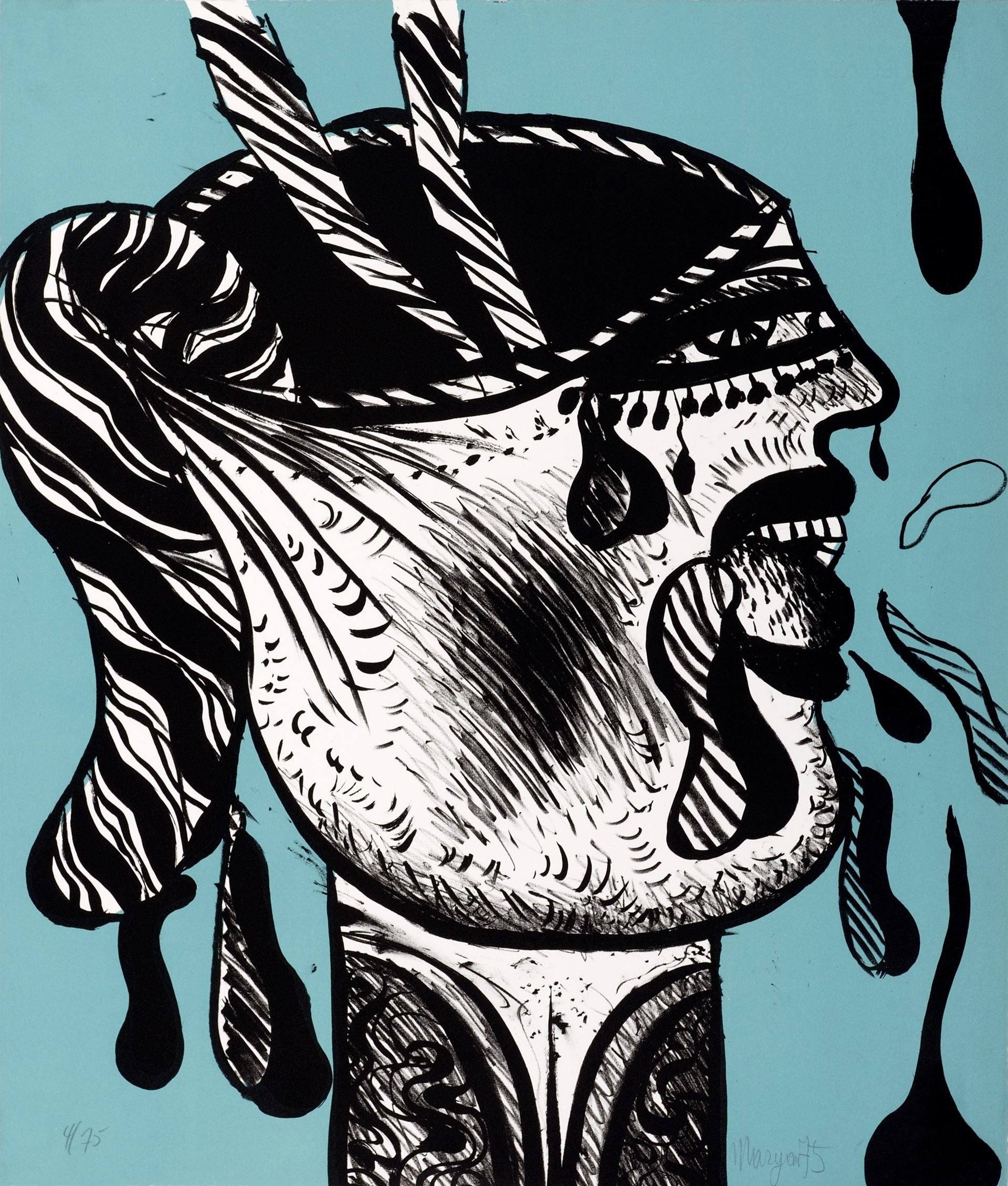 Figurative Print di Pinchas Maryan - Maryan (Pinchas Burstein), artista polacco-israeliano, Primavera 1975 Litografia 25x21in