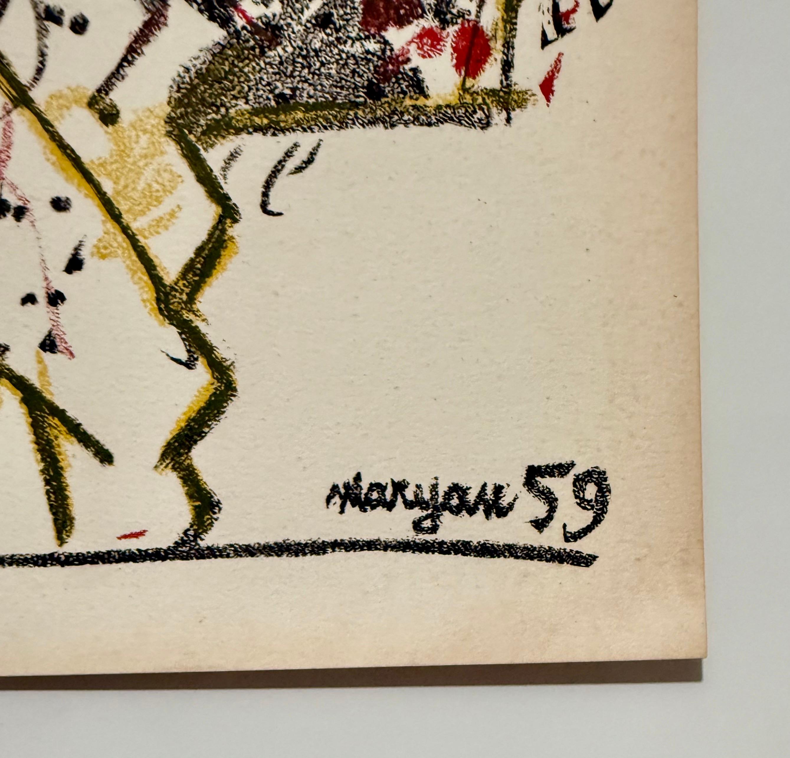 Polacco Francese Arte astratta figurativa Brut Espressionista Litografia Maryan - Print di Pinchas Maryan