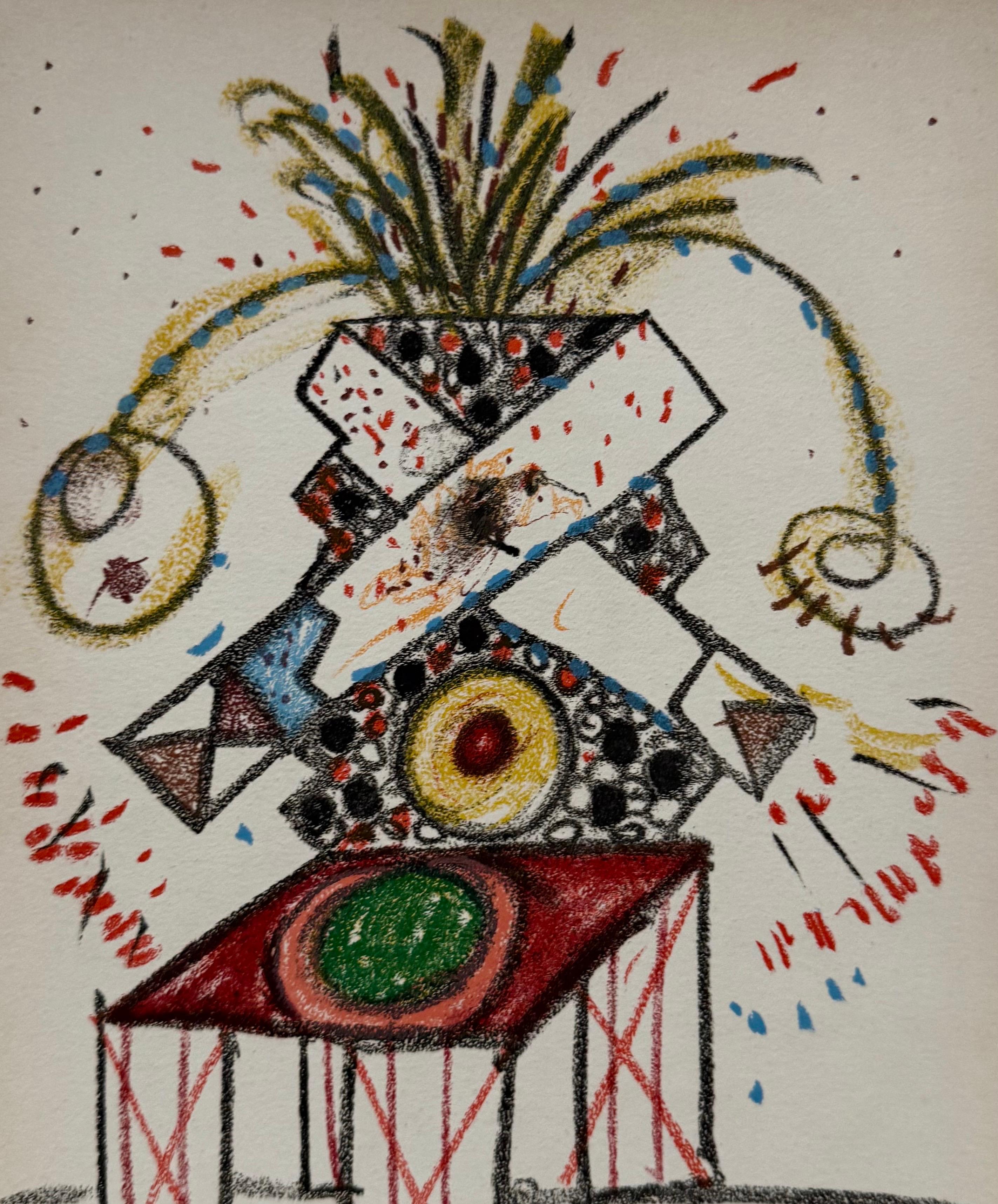 Polacco Francese Arte astratta figurativa Brut Espressionista Litografia Maryan - Print di Pinchas Maryan