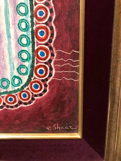 Bearded man, Jewish King or Rabbi Polish Israeli Folk Art Modernist Oil Painting